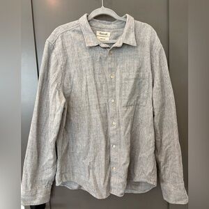 Madewell Light Gray Perfect Fit Flannel Button Down Shirt
